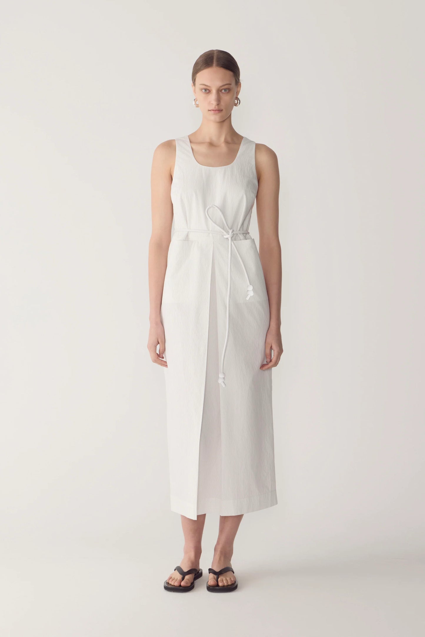 Foemina - Floss Dress | White Pinstripe Poplin