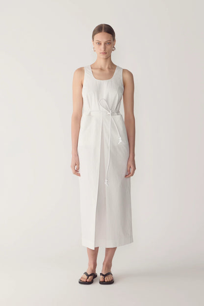 Foemina - Floss Dress | White Pinstripe Poplin