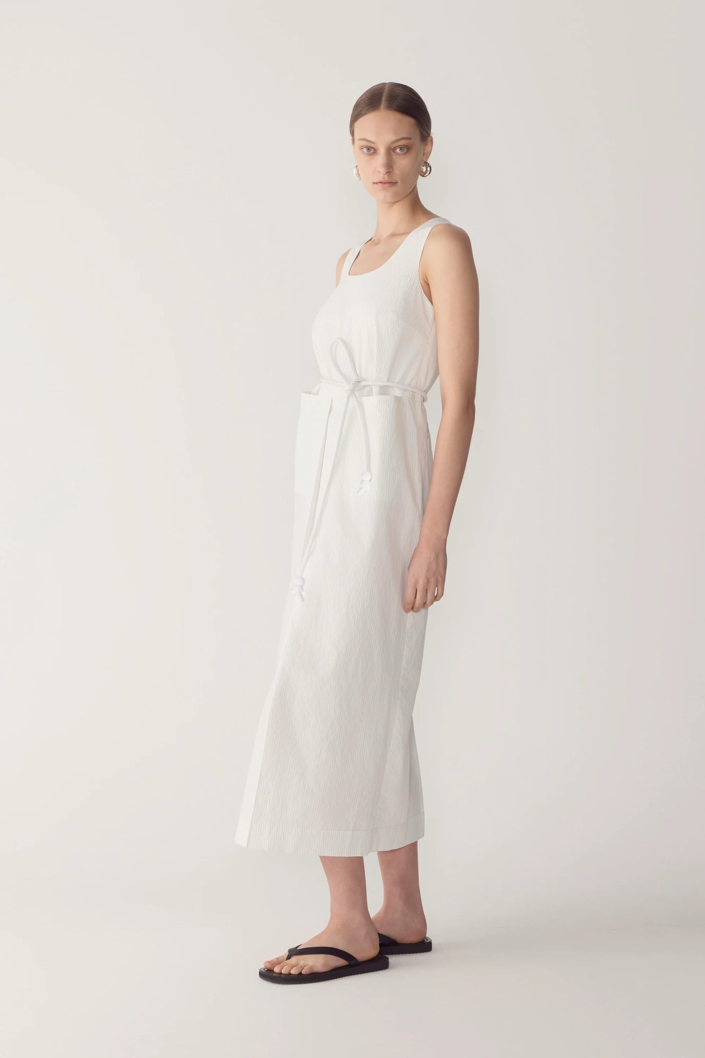 Foemina - Floss Dress | White Pinstripe Poplin