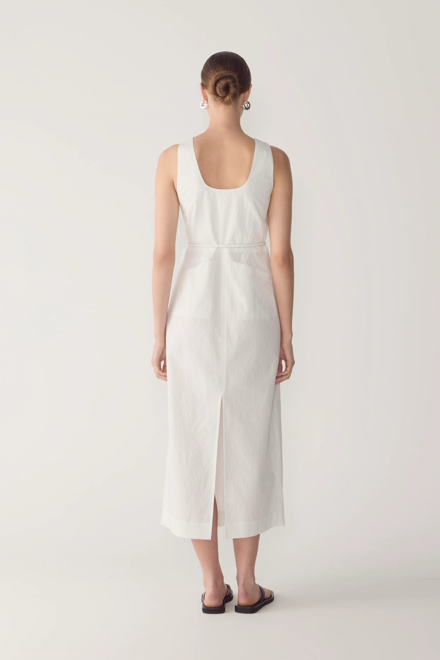 Foemina - Floss Dress | White Pinstripe Poplin