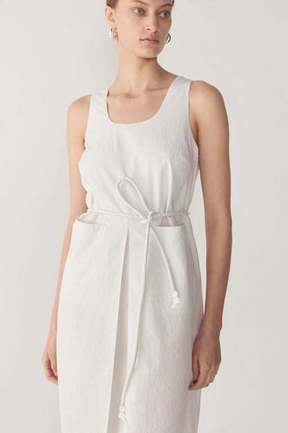 Foemina - Floss Dress | White Pinstripe Poplin