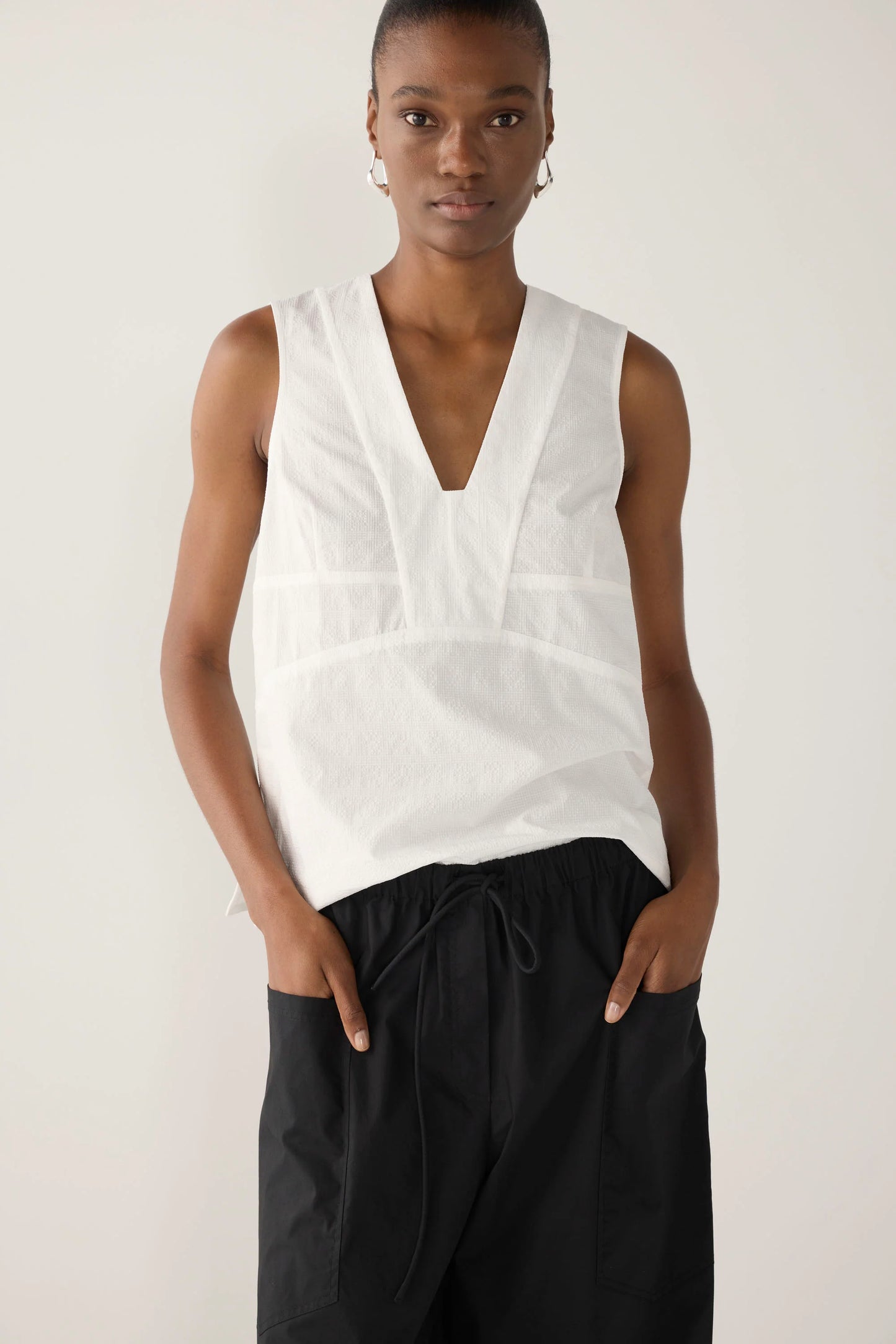 Foemina - Flo Top | White Seersucker