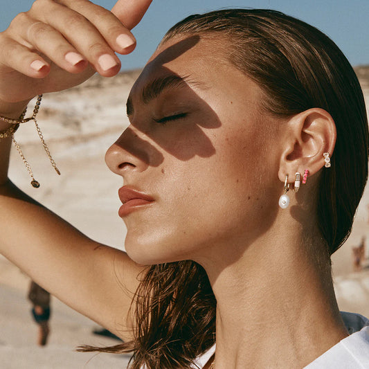 FAIRLEY - Opal Crystal Huggies | Hot Pink FAIRLEY