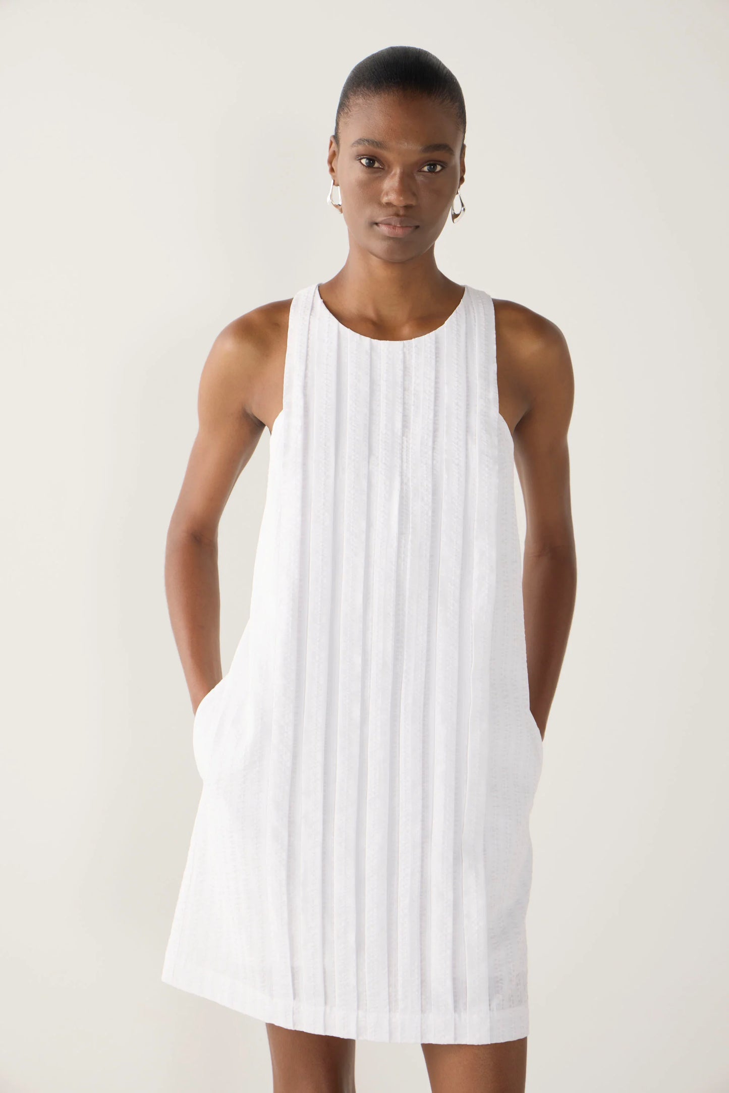 Foemina - Gem Dress | White Stripe Seersucker