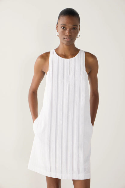 Foemina - Gem Dress | White Stripe Seersucker
