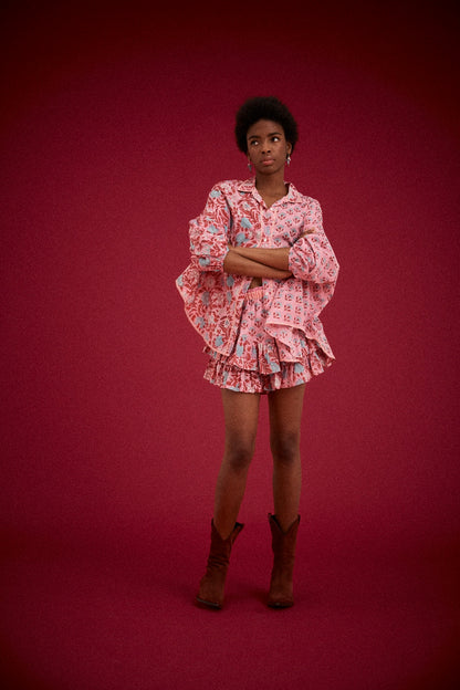 Kinga Csilla - Fae Frill Skort | Kamala Block Print