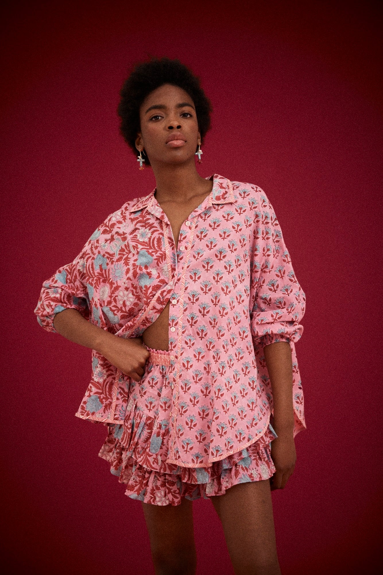 Kinga Csilla - Fae Frill Skort | Kamala Block Print