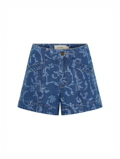 KIVARI - Laguna Printed Denim Short | Elina