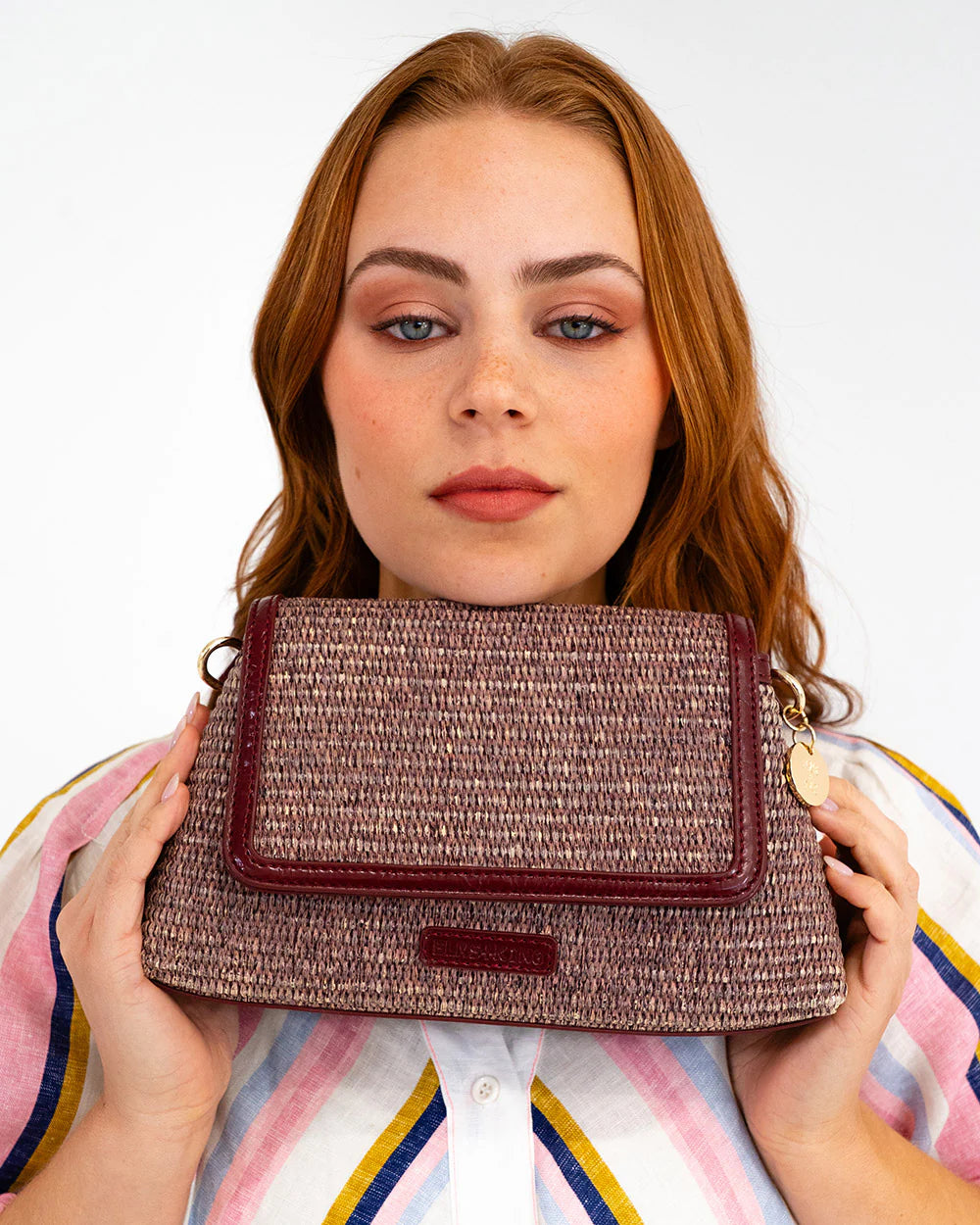 ELMS + KING - Lugano Crossbody | Burgundy Weave