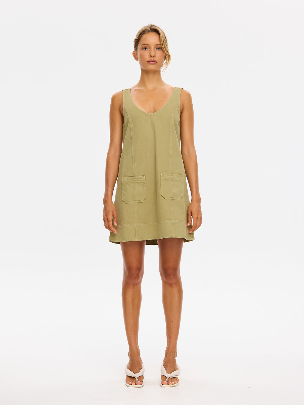 KIVARI - Ilaria Denim Mini Dress | Olive