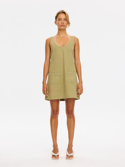 KIVARI - Ilaria Denim Mini Dress | Olive