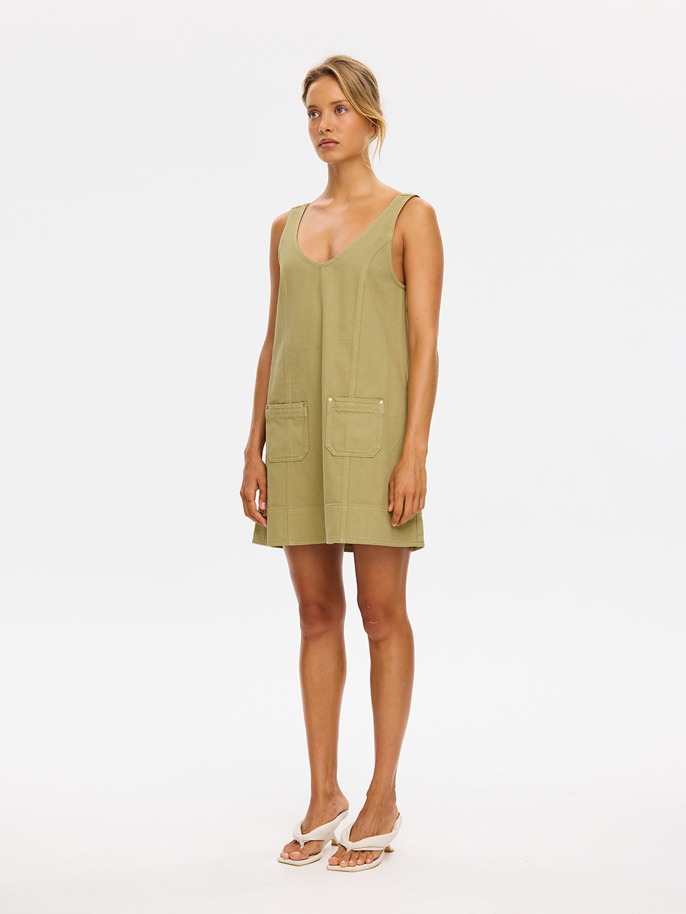 KIVARI - Ilaria Denim Mini Dress | Olive
