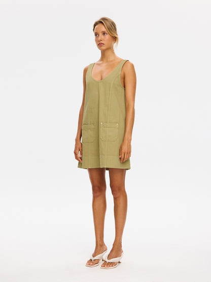 KIVARI - Ilaria Denim Mini Dress | Olive