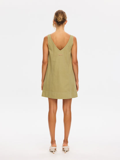 KIVARI - Ilaria Denim Mini Dress | Olive