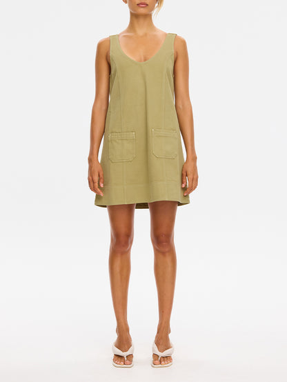 KIVARI - Ilaria Denim Mini Dress | Olive