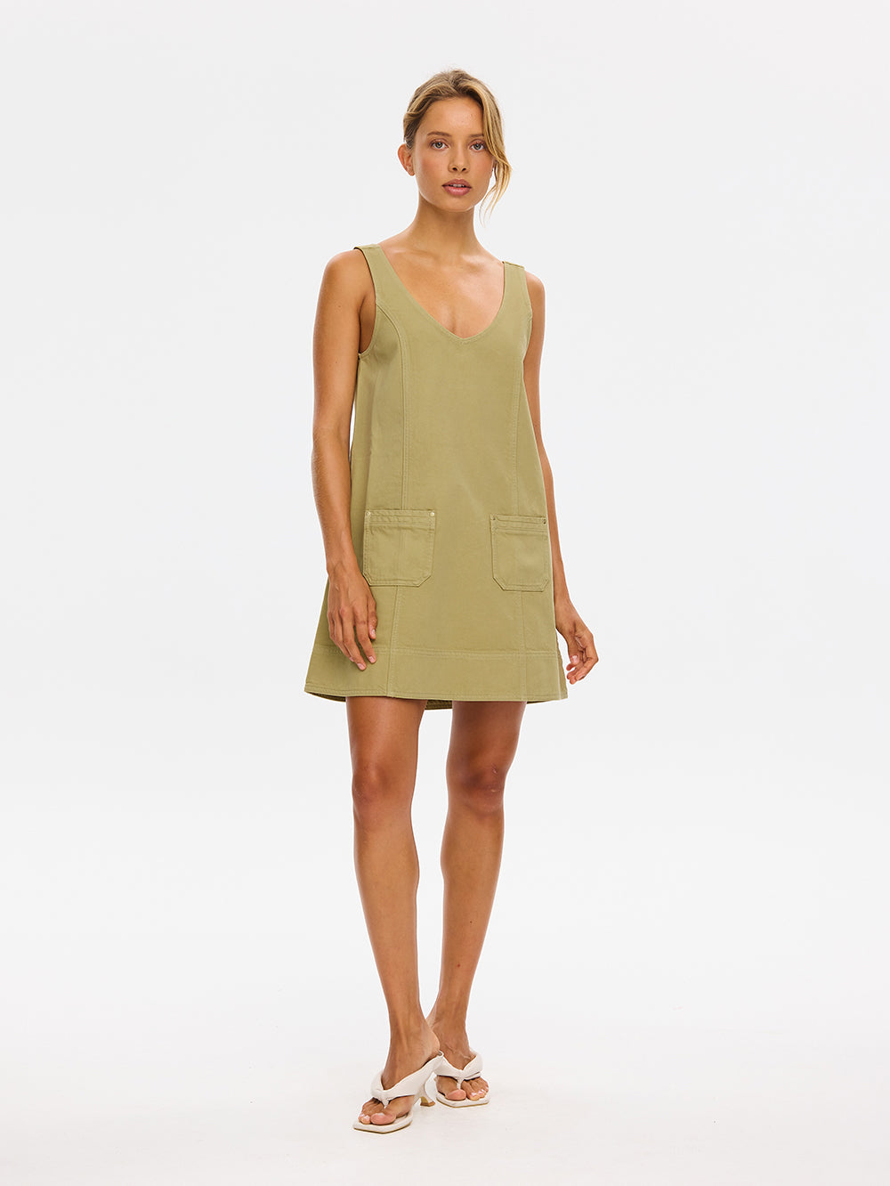 KIVARI - Ilaria Denim Mini Dress | Olive