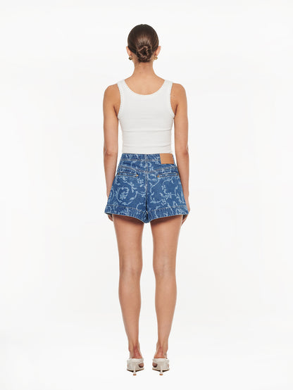 KIVARI - Laguna Printed Denim Short | Elina