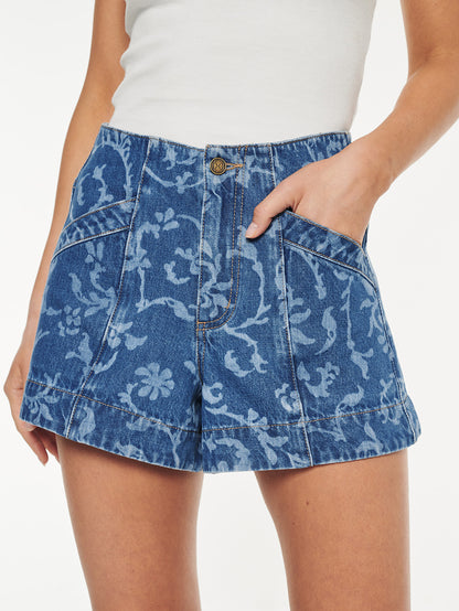 KIVARI - Laguna Printed Denim Short | Elina