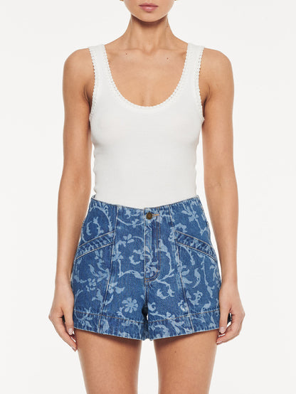 KIVARI - Laguna Printed Denim Short | Elina