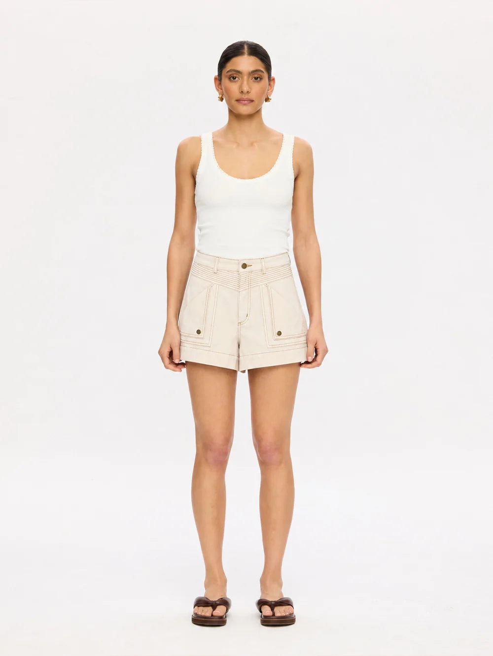 KIVARI - Celene Denim Short | Cream