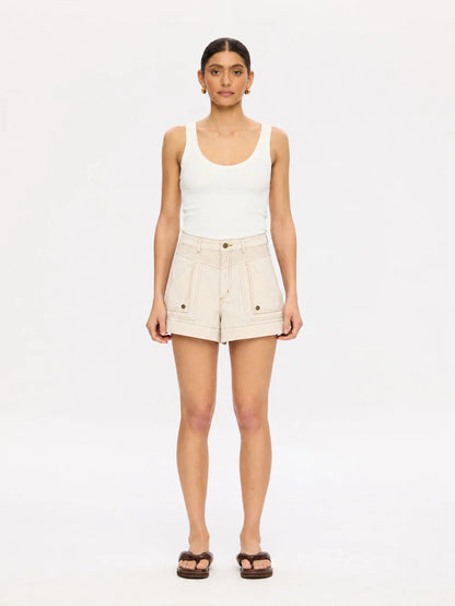 KIVARI - Celene Denim Short | Cream