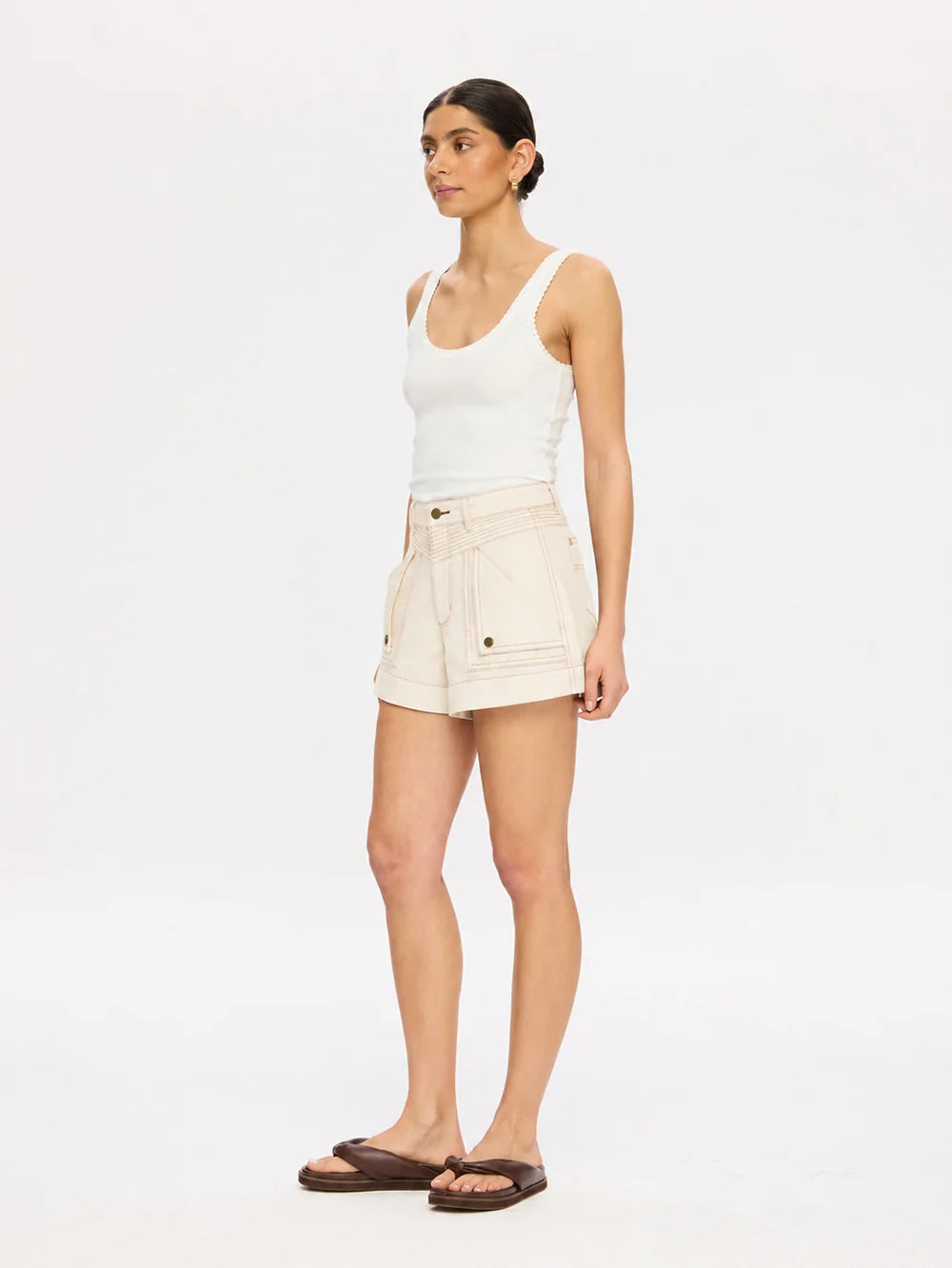KIVARI - Celene Denim Short | Cream