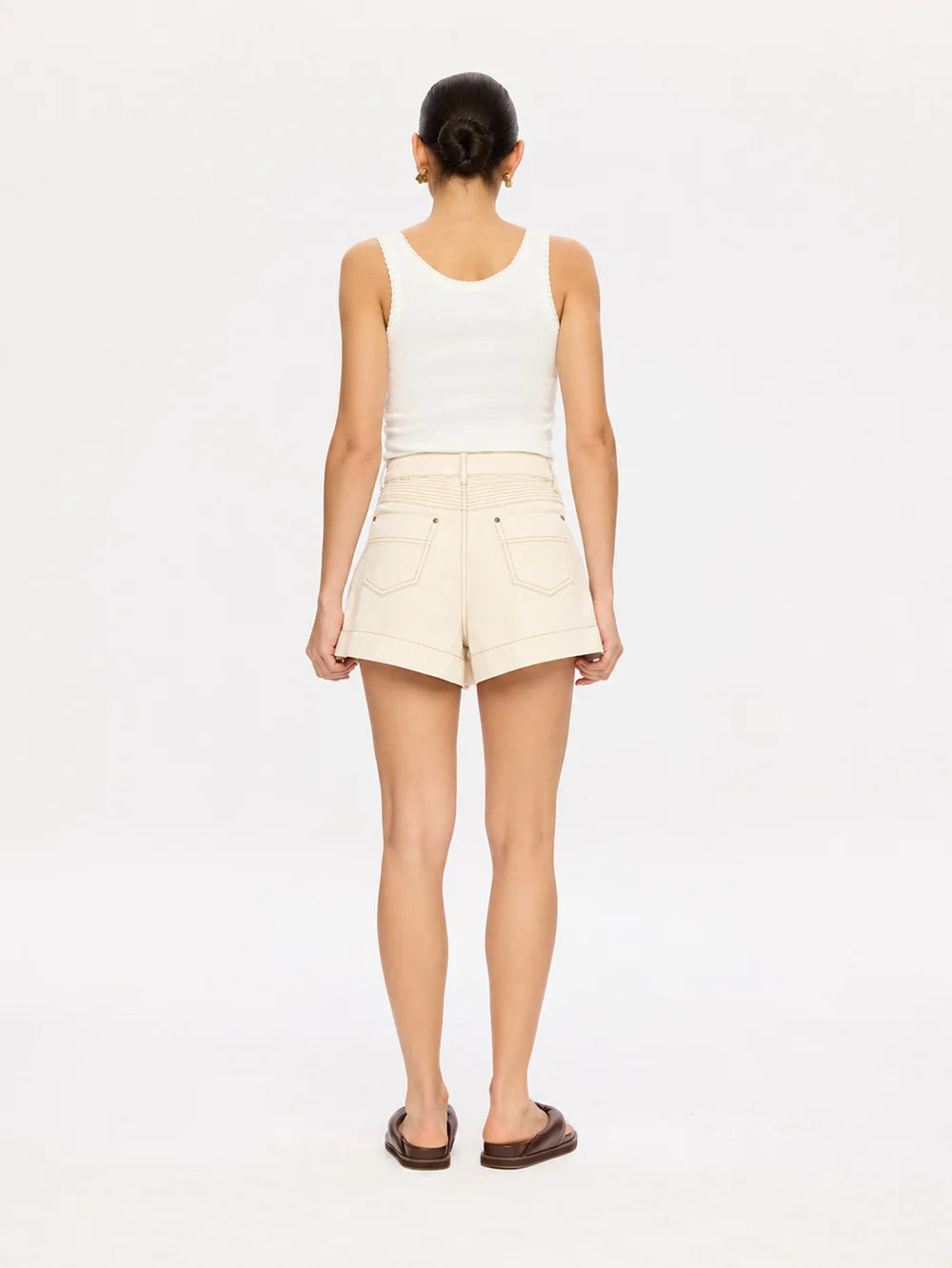 KIVARI - Celene Denim Short | Cream