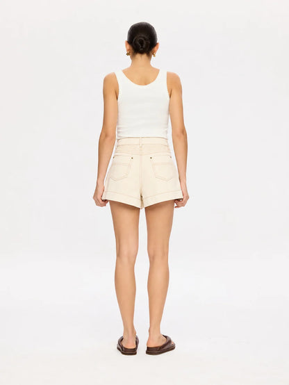 KIVARI - Celene Denim Short | Cream