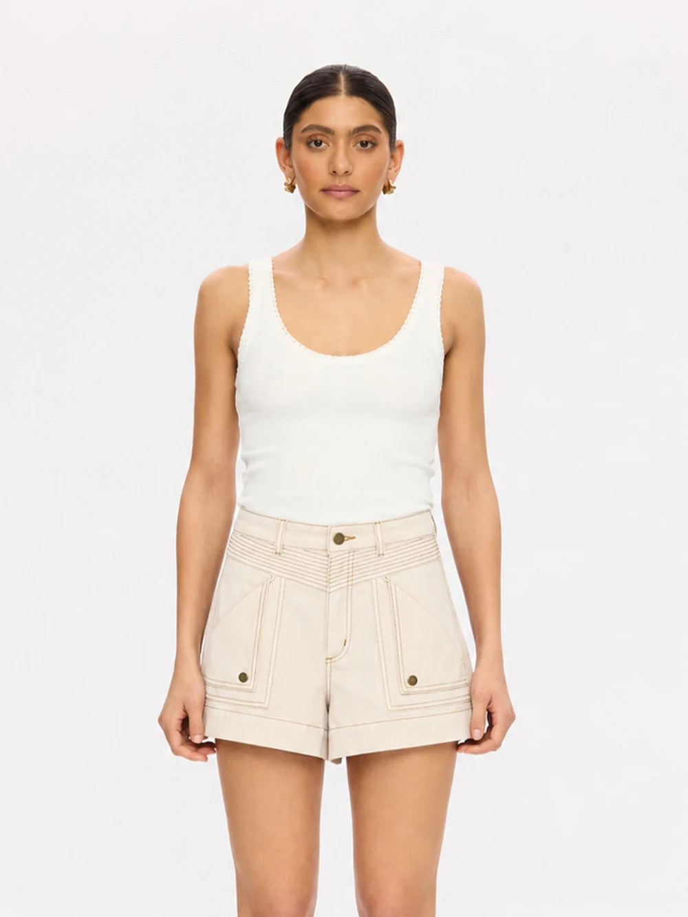 KIVARI - Celene Denim Short | Cream