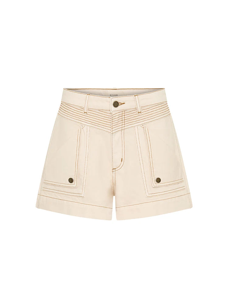 KIVARI - Celene Denim Short | Cream