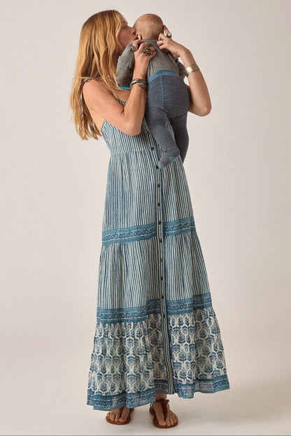 Maison Hotel - Cristina Sleeveless Dress | Mediterranean Stripes Blue Ink