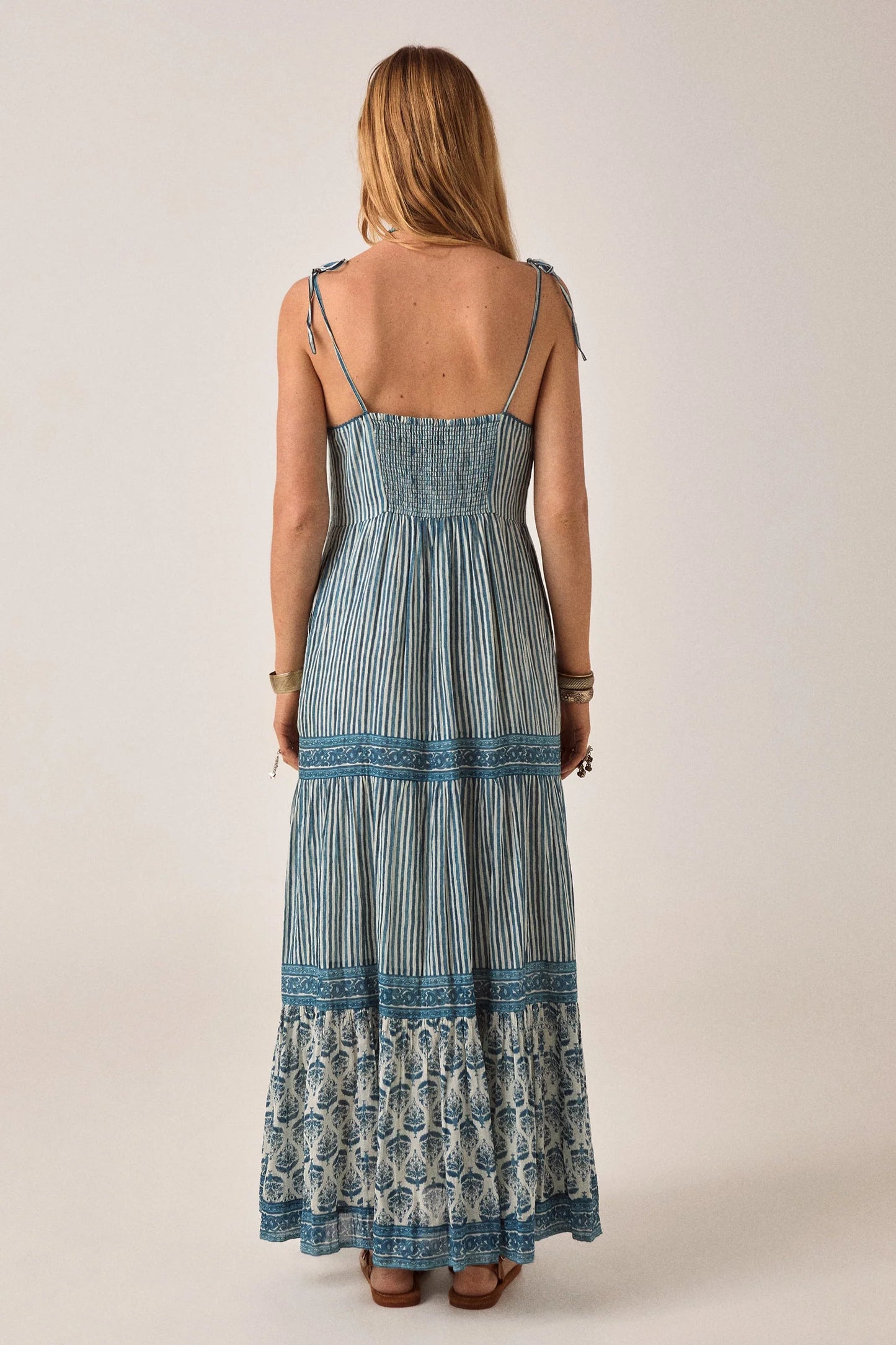 Maison Hotel - Cristina Sleeveless Dress | Mediterranean Stripes Blue Ink