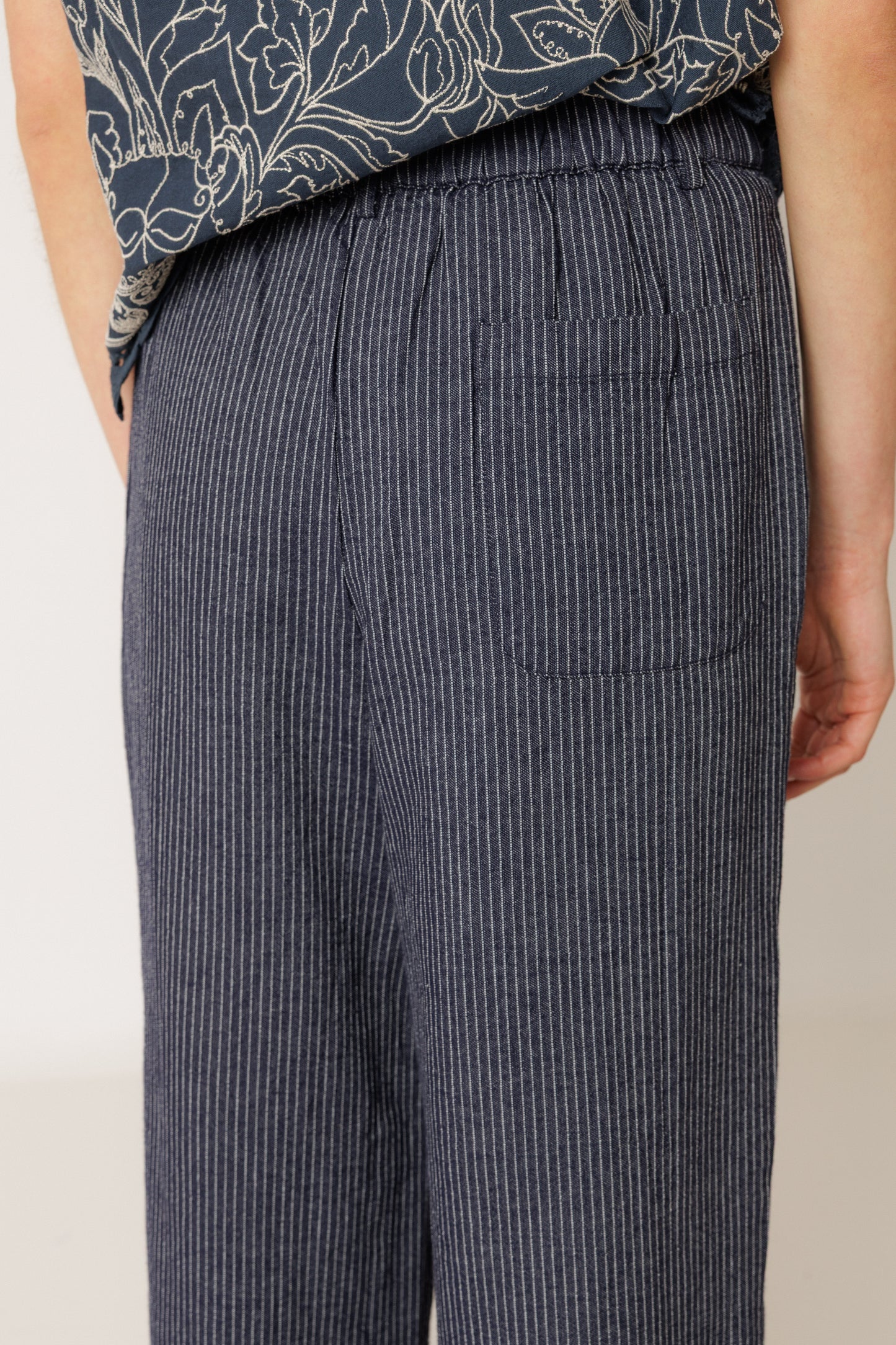Indi & Cold - Pleated Pinstripe Trouser | Indigo