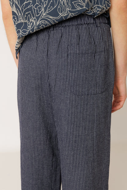 Indi & Cold - Pleated Pinstripe Trouser | Indigo