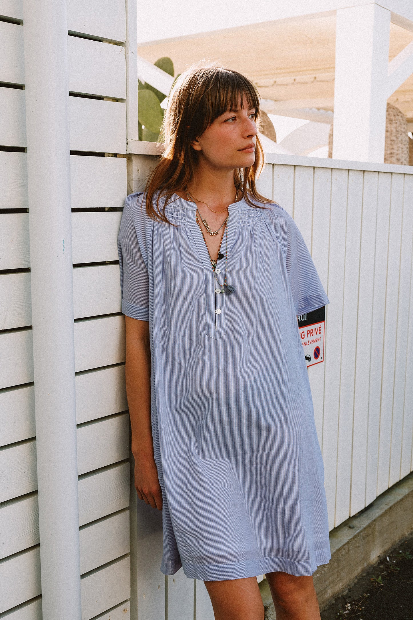 Indi & Cold - Short Pinstriped Dress