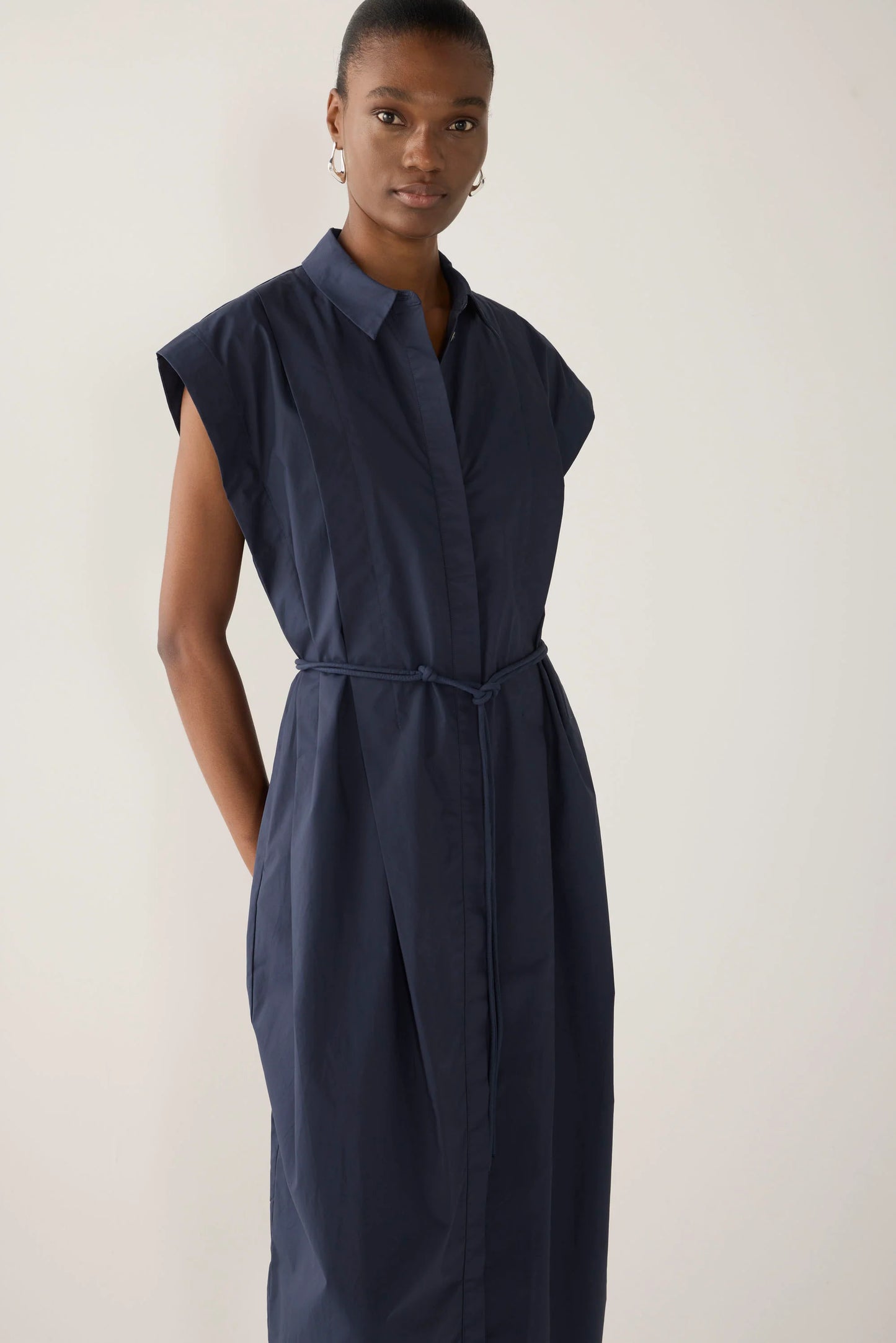 Foemina - Mona Dress | Navy Poplin