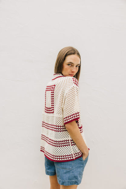 Indi & Cold - Bicolour Crochet Shirt | Rojo
