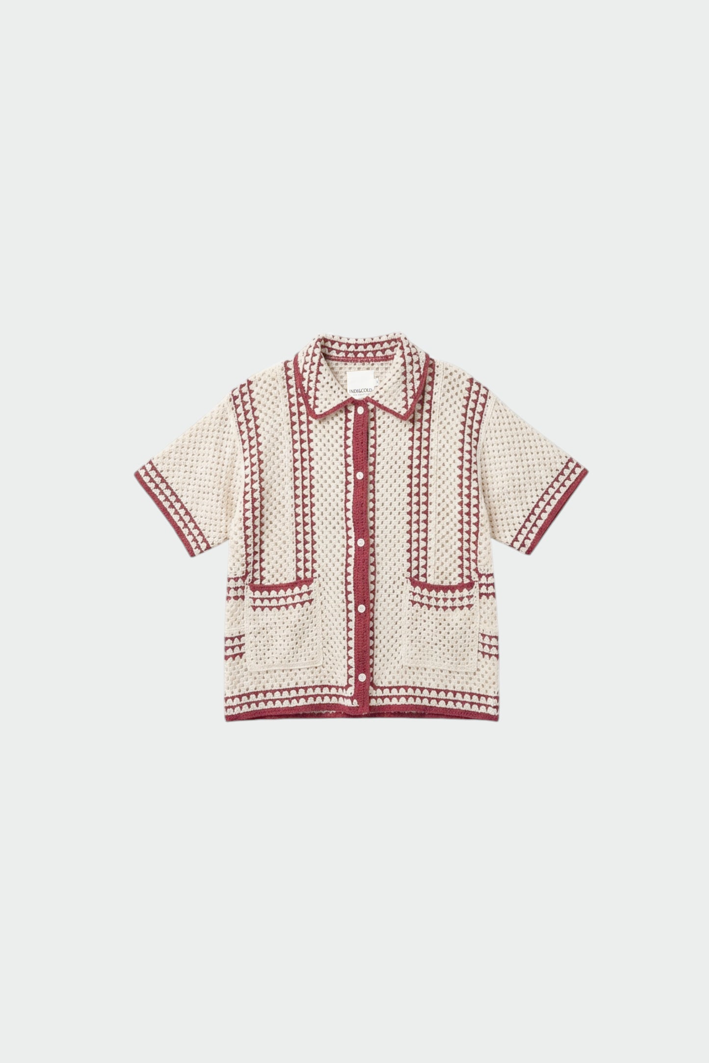Indi & Cold - Bicolour Crochet Shirt | Rojo