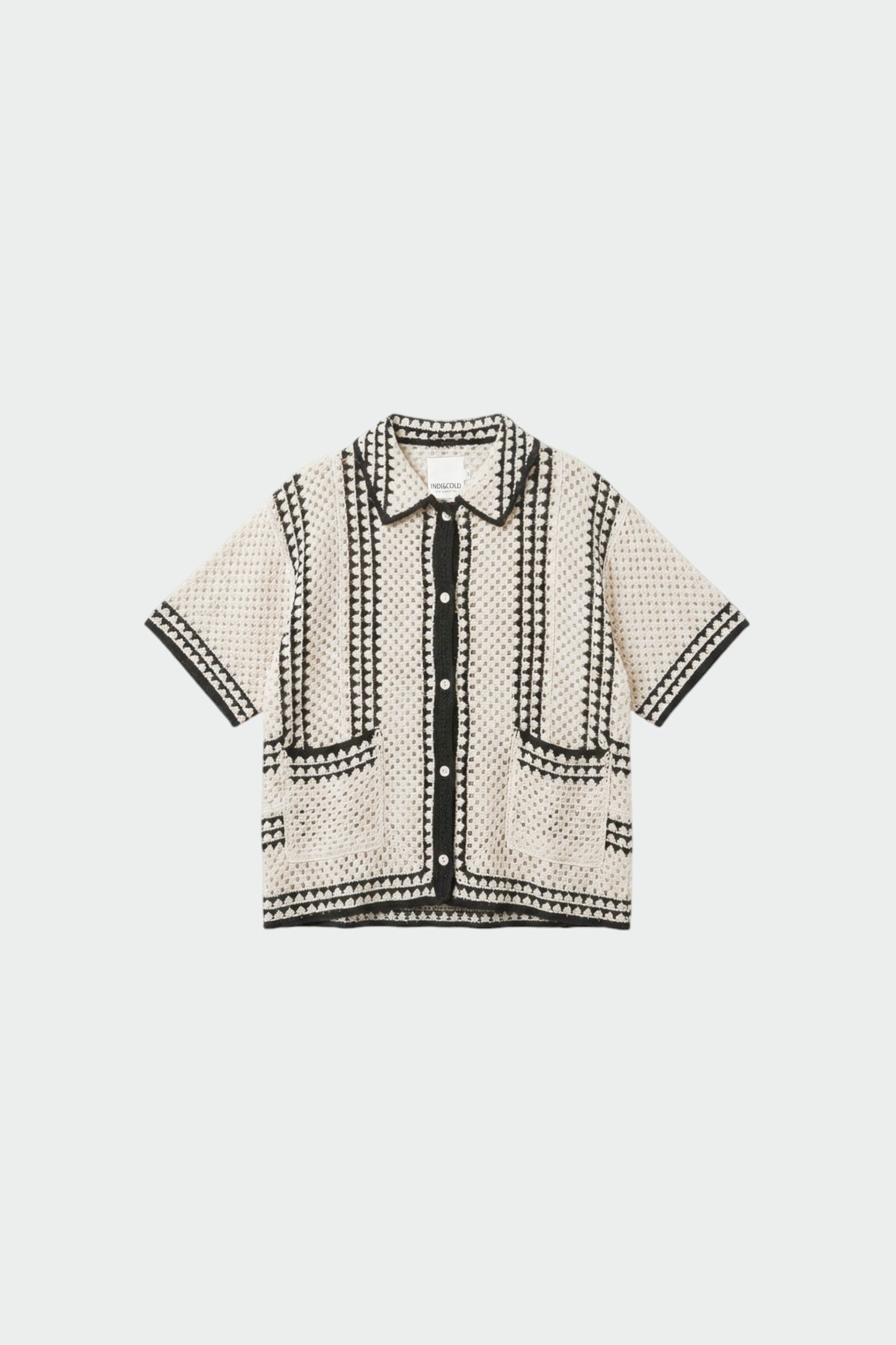 Indi & Cold - Bicolour Crochet Shirt | Negro