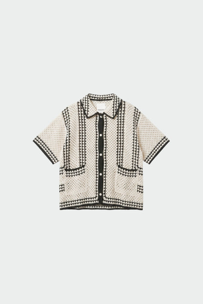 Indi & Cold - Bicolour Crochet Shirt | Negro