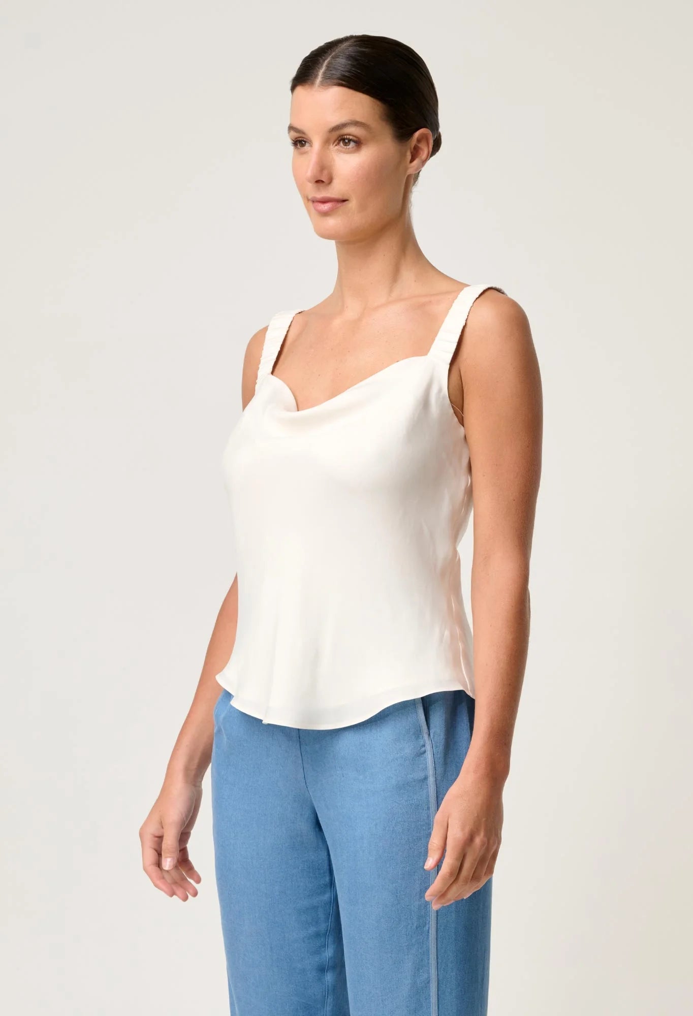 OnceWas - Delray Reversible Cupro Cami | Ivory OnceWas
