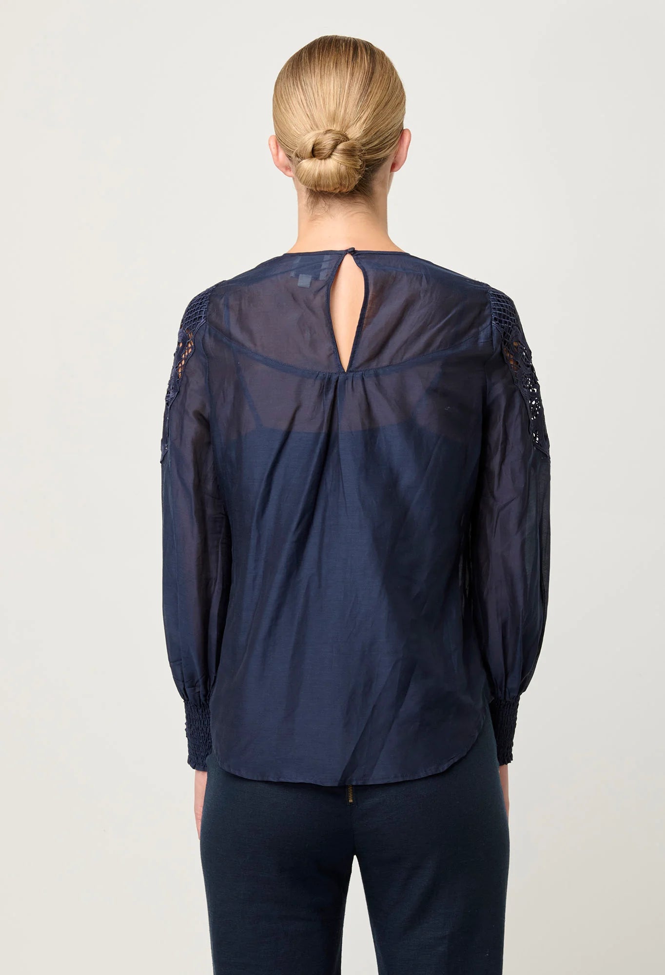 OnceWas - Mirador Lace Detail Blouse | Night OnceWas