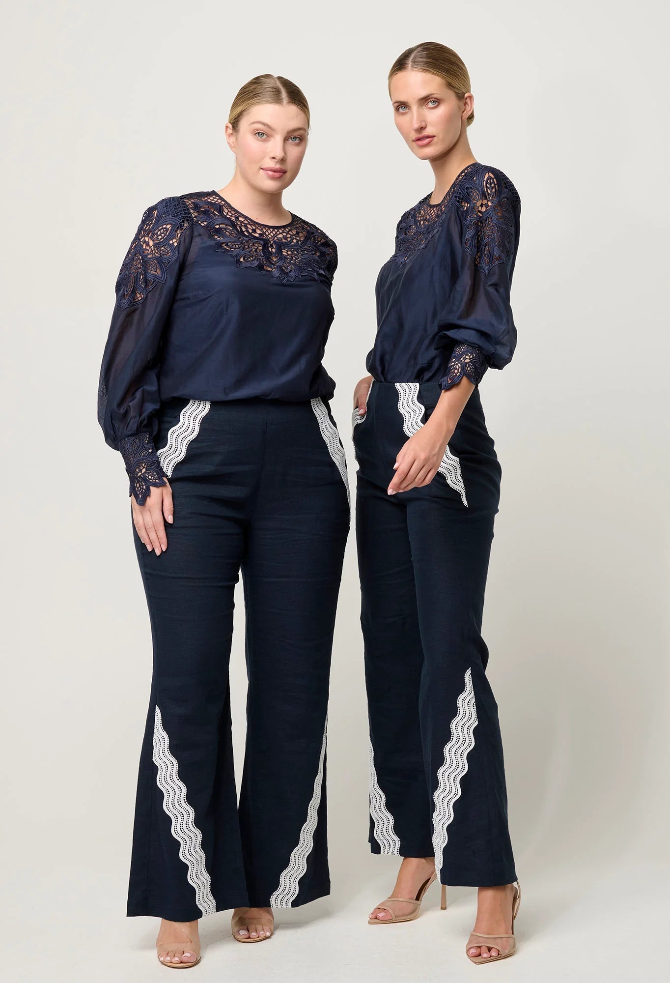 OnceWas - Mirador Lace Detail Blouse | Night OnceWas