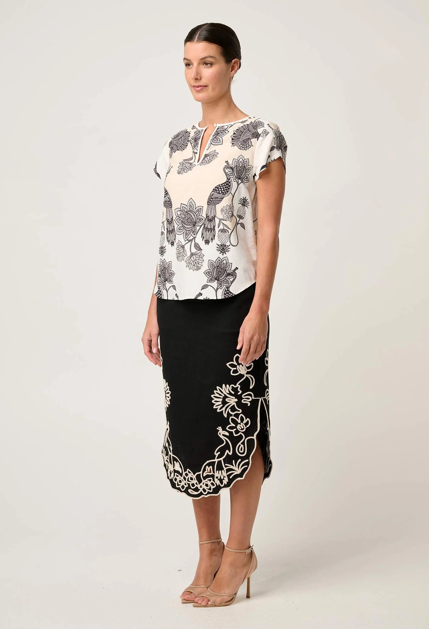 OnceWas - Avis Viscose Dobby Top in | Imperial Stone OnceWas