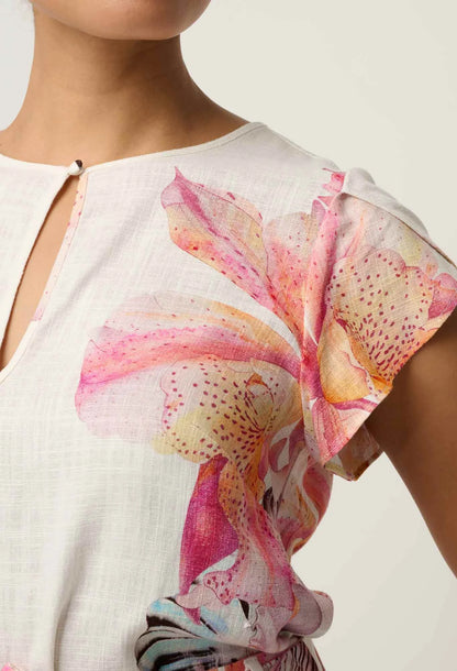OnceWas - Avis Linen Viscose Top | Nautilus Bloom