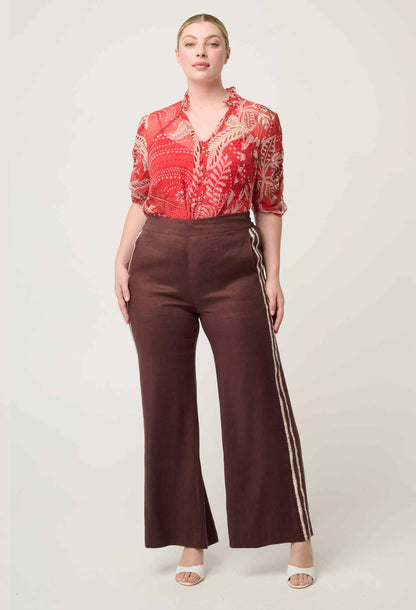 OnceWas - Liora Linen Viscose Stretch Rope Pant | Rustic Twine