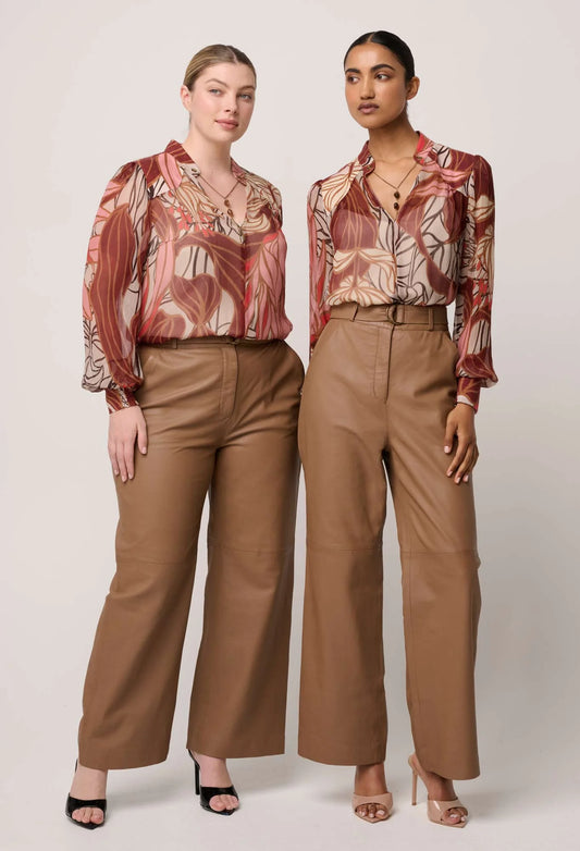 OnceWas - Freya Sheer Viscose Blouse with Embellished Neck Detail | Cathedral Botanic