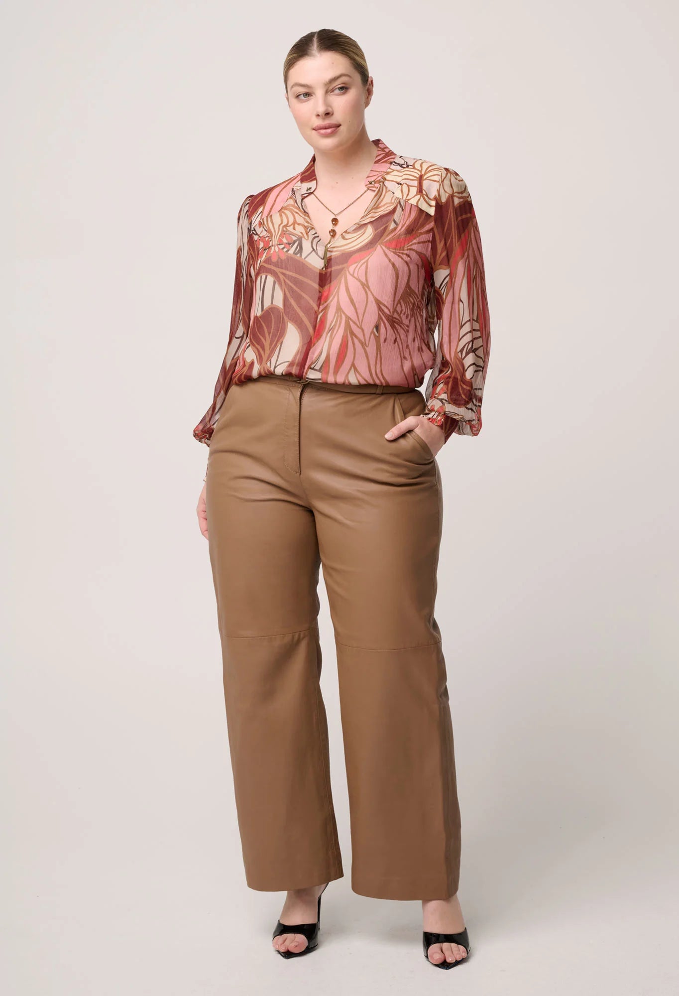 OnceWas - Freya Sheer Viscose Blouse with Embellished Neck Detail | Cathedral Botanic