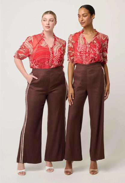 OnceWas - Liora Linen Viscose Stretch Rope Pant | Rustic Twine