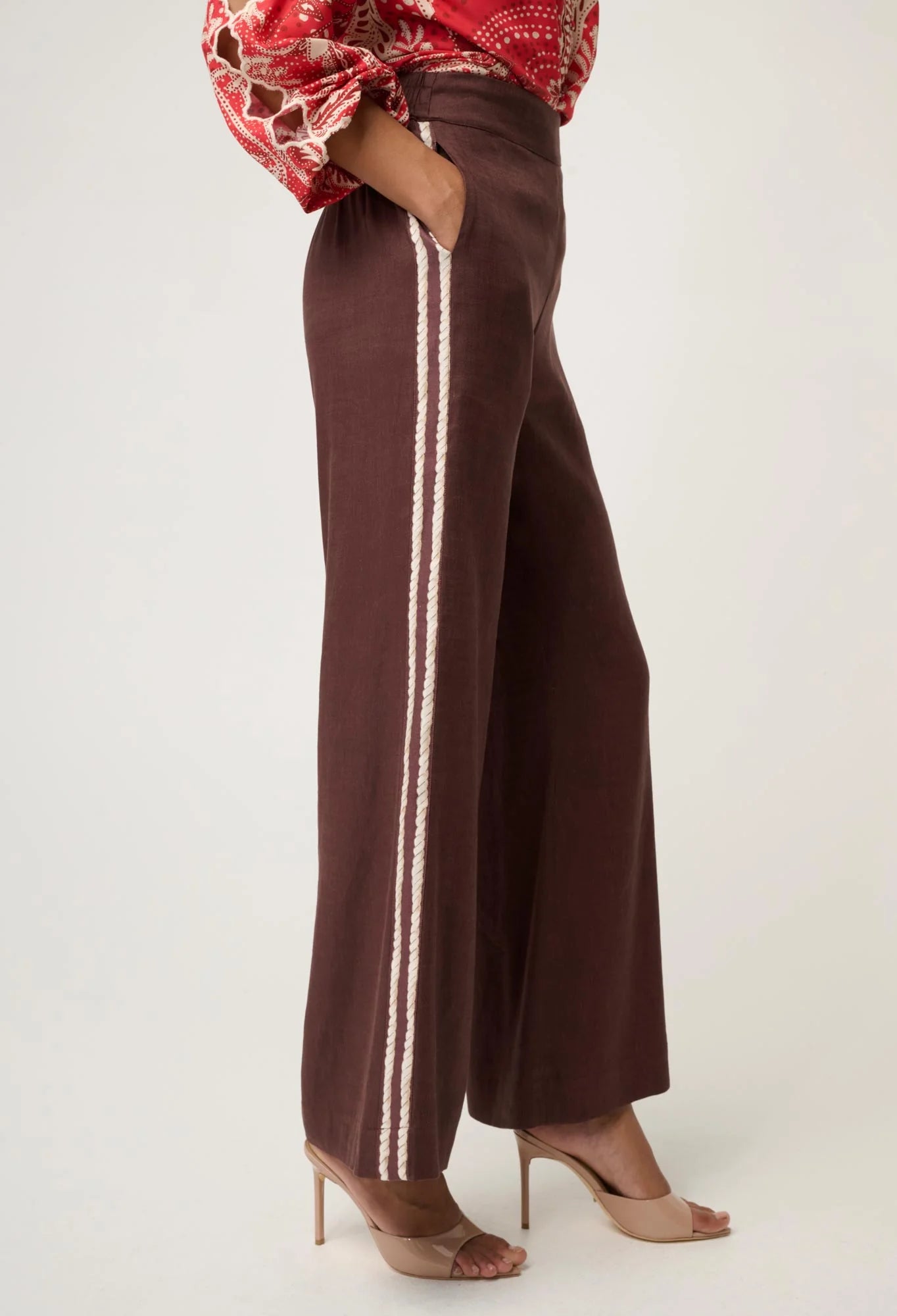 OnceWas - Liora Linen Viscose Stretch Rope Pant | Rustic Twine